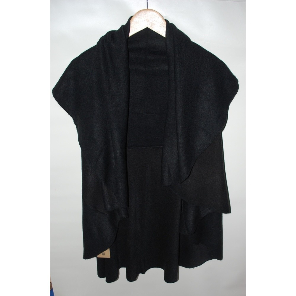 Look by M New York Black Cozy Shawl Vest OS – Drape Sweater Wrap, New